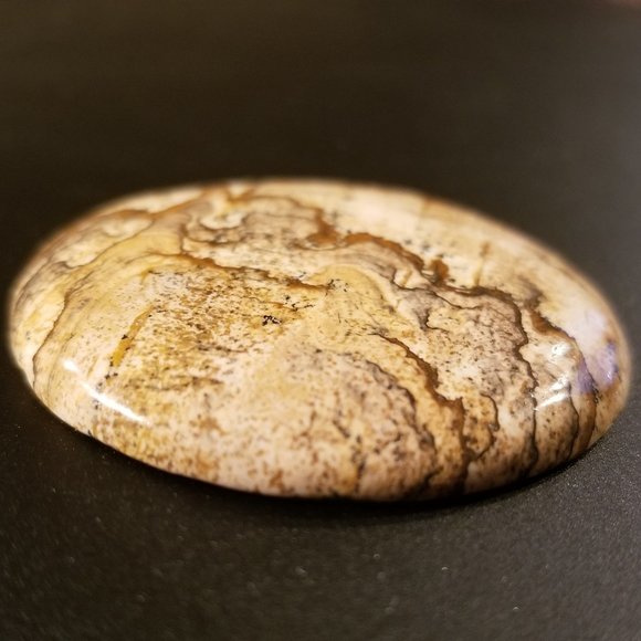 Large Picture Jasper * 48.23 x 5.73mm * Drilled Cabochon * Round Pendant Stone - Picture 5 of 12